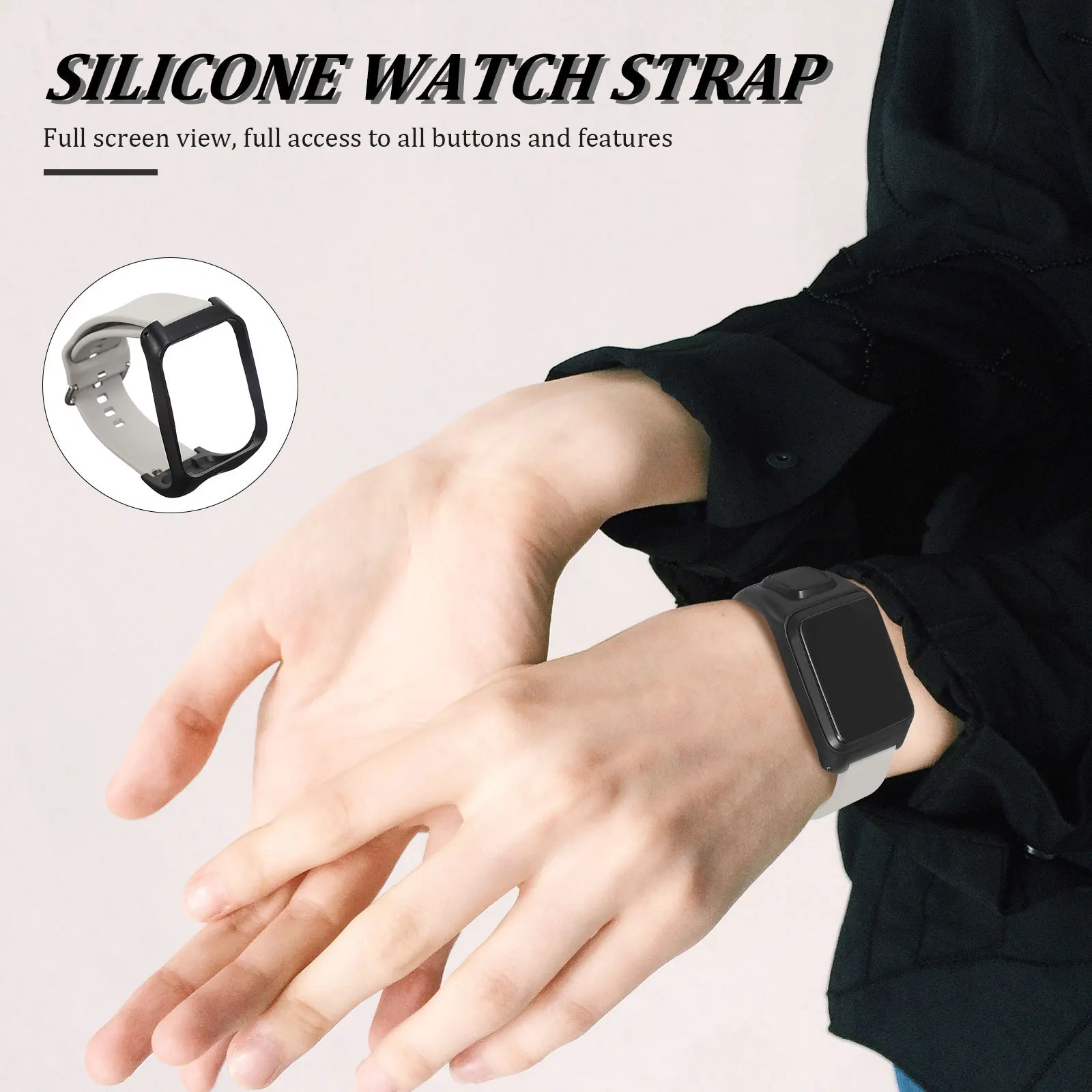 Watchband Replacement Monochrome Silicone Adjustable Comfortable Smartwatch Band Compatible with Tomtom Runner3 Adventurer