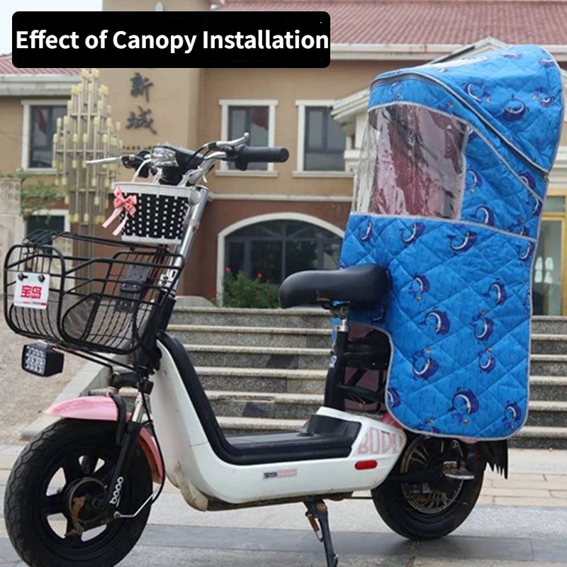 Electric Vehicle Child Guardrail Backrest Armrest Motorcycle Child Safety Seat Rear Guardrail Can Be Installed with Canopy