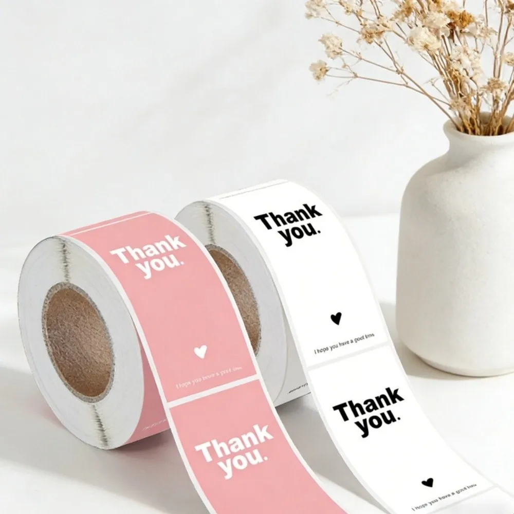 100pcs/roll Creative Rectangular Thank You Sticker Waterproof Envelope Decoration Sealing Sticker Decorative Label