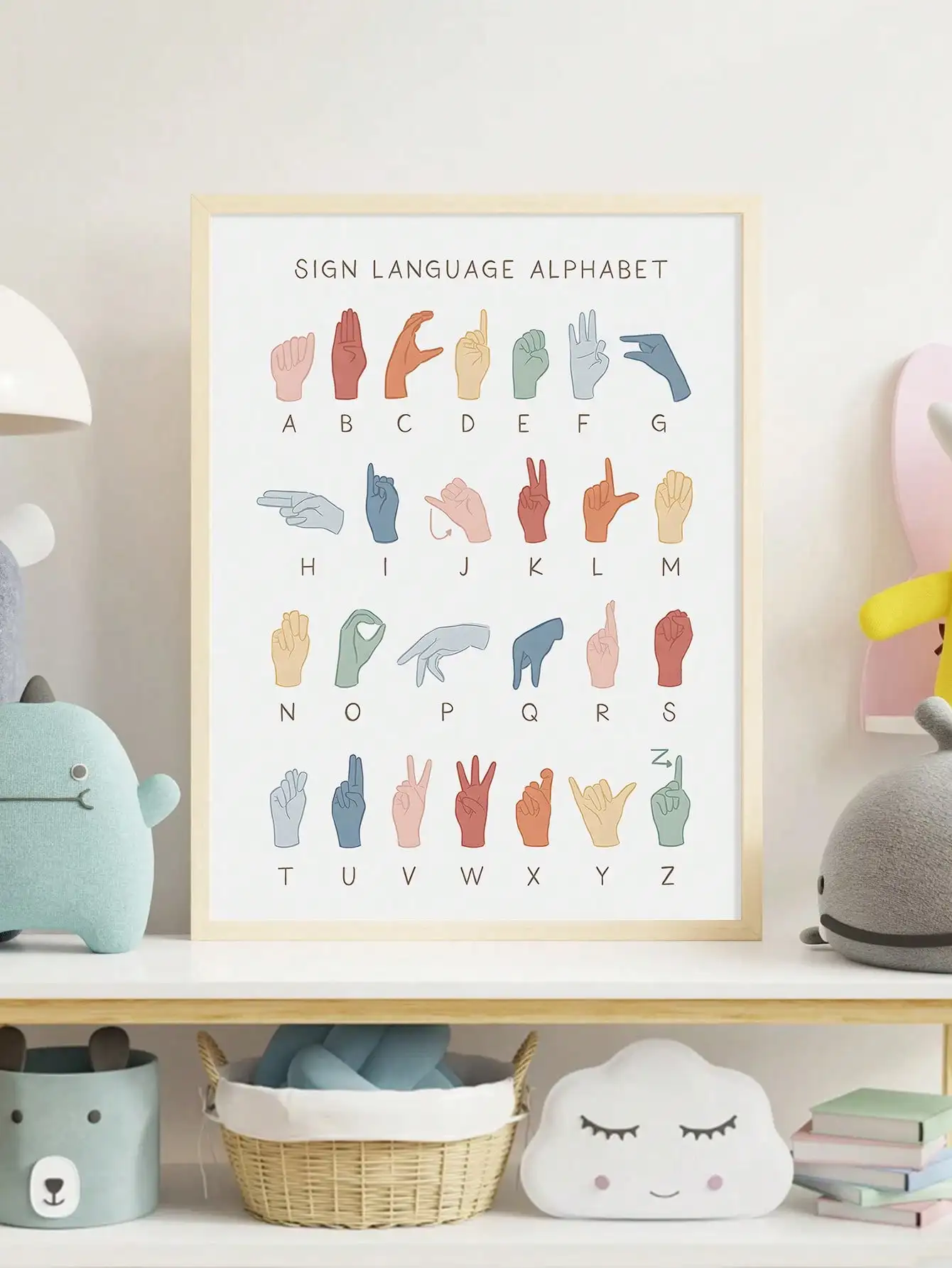 1pc Rainbow Classroom Decor American Sign Language Poster, Asl Alphabet Wall Art,Removable And Reusable, Without Frame