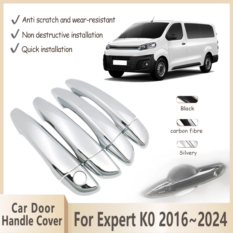 Door Handle Cover For Peugeot Expert K0 MK3 2016~2024 Citroen Jumpy Space Tourer Traveller Toyota ProAce Chrome Car Accessories