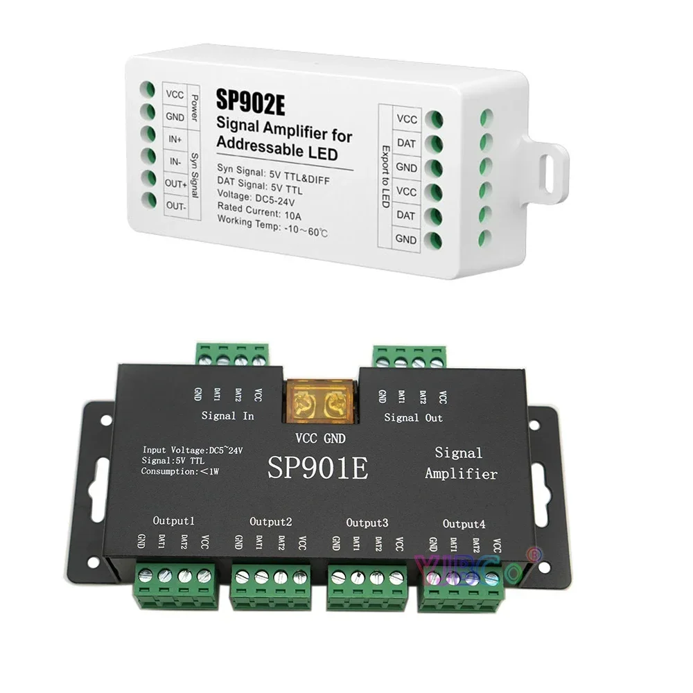 Repetidor amplificador de señal SPI direccionable RGB IC píxeles WS2812B WS2811 APA102 tira de LED atenuador de luz de Panel de matriz programable