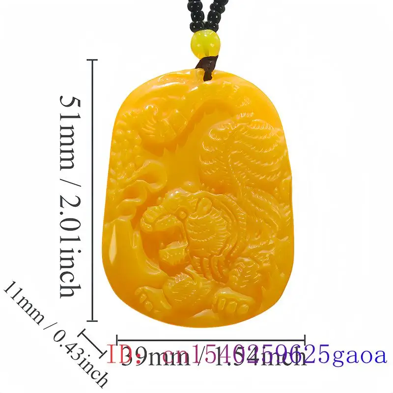 Yellow Real Jade Tiger Pendant Necklace Stone Men Carved Jewelry Fashion Gift Accessories Gifts for Women Talismans Natural