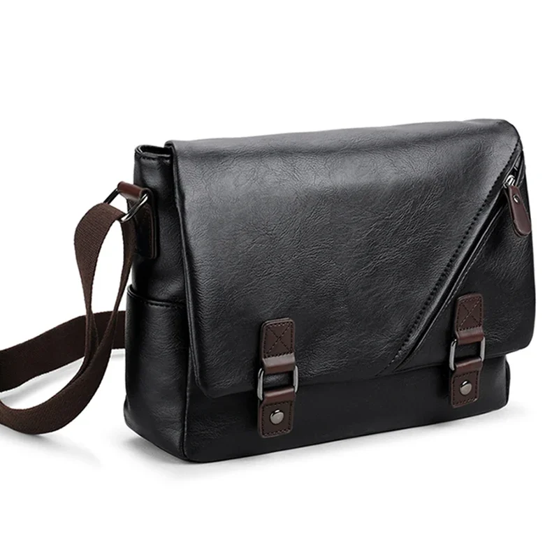 Luxury Brand Leather Men\'s Messenger Bag Male Black Business Sling Bags Vintage Crossbody Bags For Men Casual Shoulder Bag Bolsa