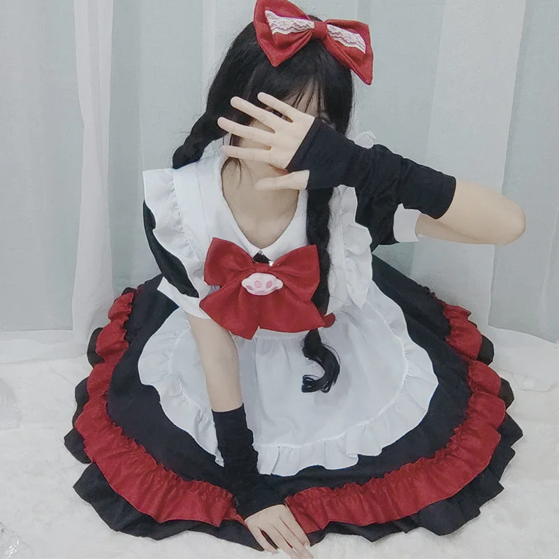 

2023 Halloween Lolita Black Red Servant Costume Cosplay Dark Black Academy Princess Birthday Party Performance Dress