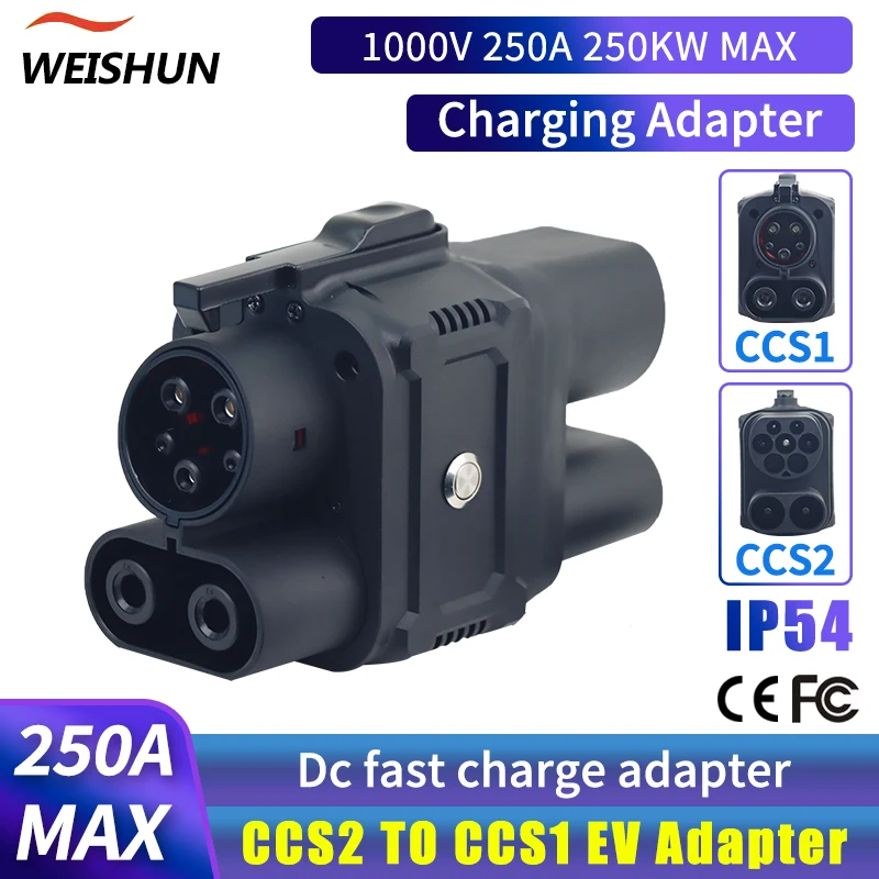 

CCS2 TO CCS1 250A SAE CCS2 AC+DC Fast 250KW Electric Vehicle Charge Ev Charging Adapter