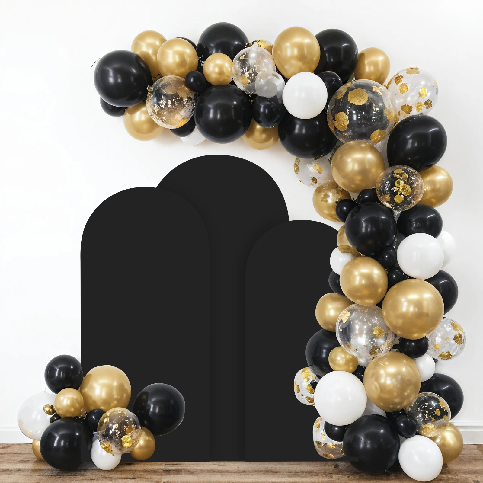 6ft 6.6ft 7.2ft Wedding Black Arch Cover 2 Sided Spandex Fitted Fabric Arch Backdrop for Birthday Party Wedding Arch Decoration.