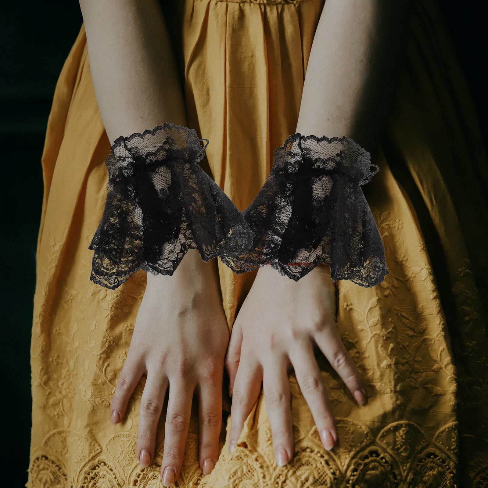 2 пары перчаток на запястье в стиле Лолиты, нежные кружевные рукава для официальной одежды, оперный банкетный тематический наряд для фотосессии, кружевные рукава на запястье