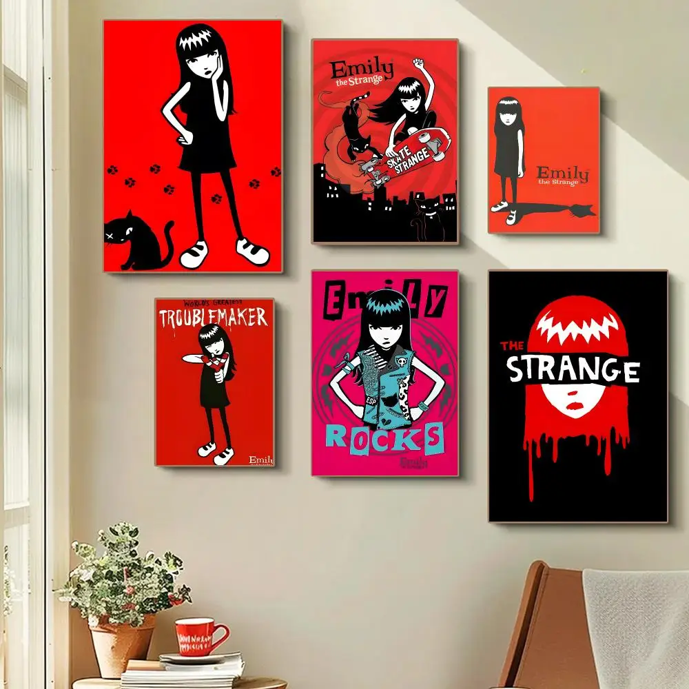 E-Emily The Strange Poster Self-adhesive Advanced Aesthetic Printing Paper Wall Art For Living Room Home Decor