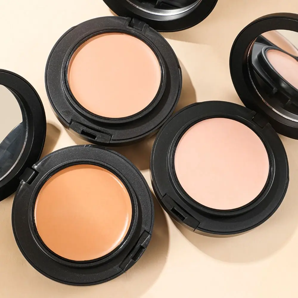 3 Colors Pressed Powder Foundation Silky Texture Oil Control Matte Concealer Waterproof Matte Finish Setting Powder Face Makeup