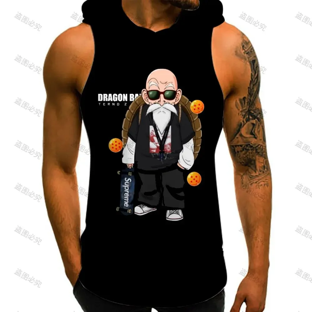 Dragon Ball Z Fashion Vest With Hood Sleeveless Vests 2022 Summer Trend Men Tank Top Bodybuilding Man Goku Streetwear Anime Tops