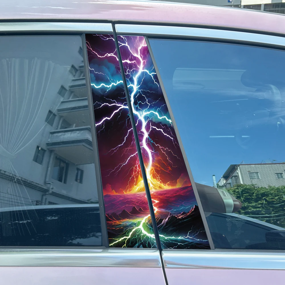 

2pcs Colour lightning Vinyl Car Stickers Durable Waterproof and Scratch Resistant PVC Stickers for B-pillars