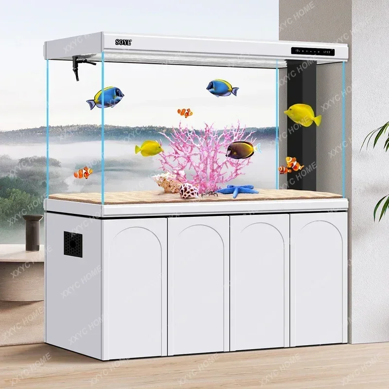 JYAFG26Super White Large Partition Floor Bottom Filter Smart Screen Ecological Household Aquarium