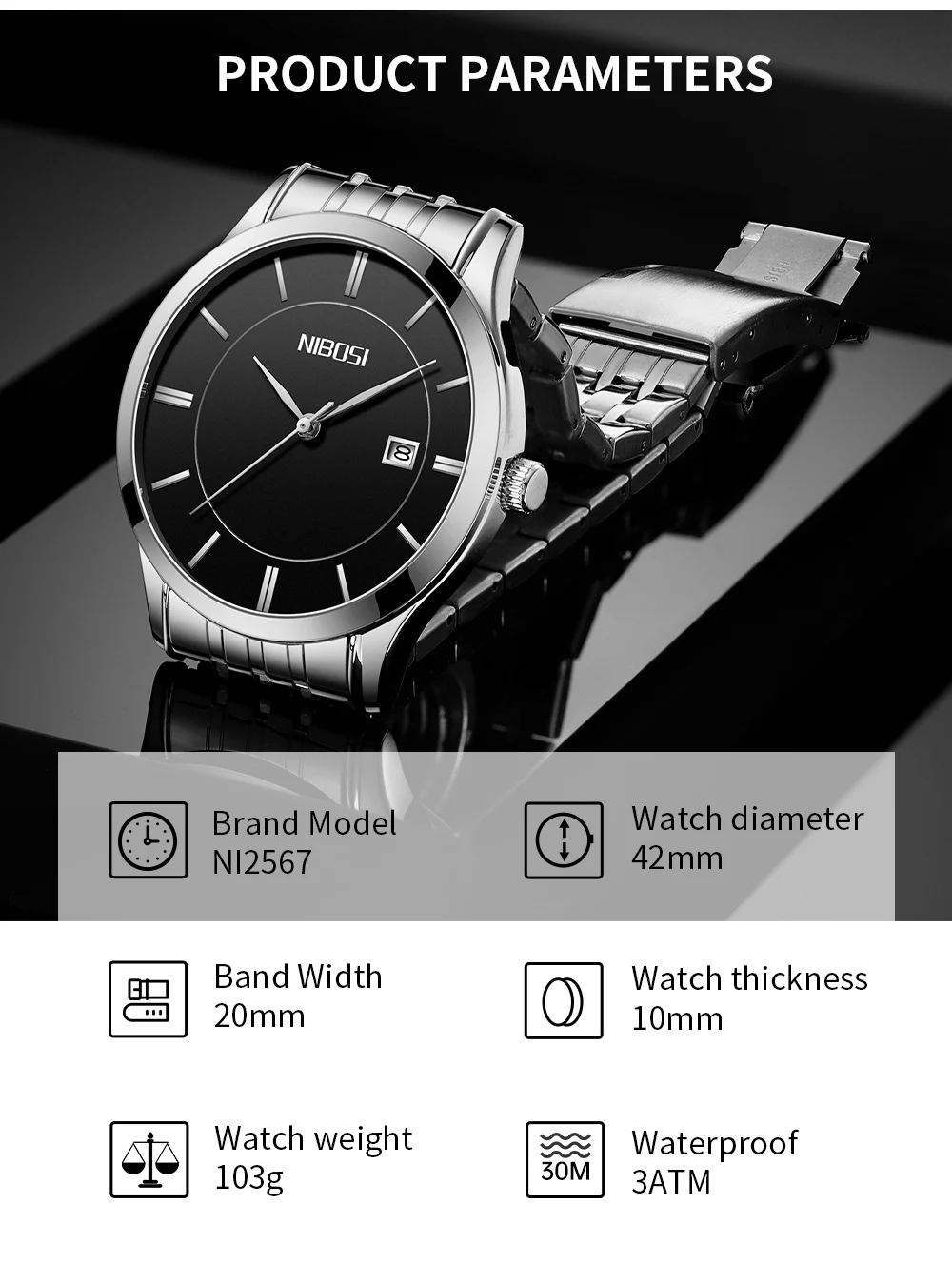 NIBOSI Mens Watches Top Brand Luxury Sport Watch Waterproof Quartz Male Clock Casual Military Wristwatch Relogio Masculino