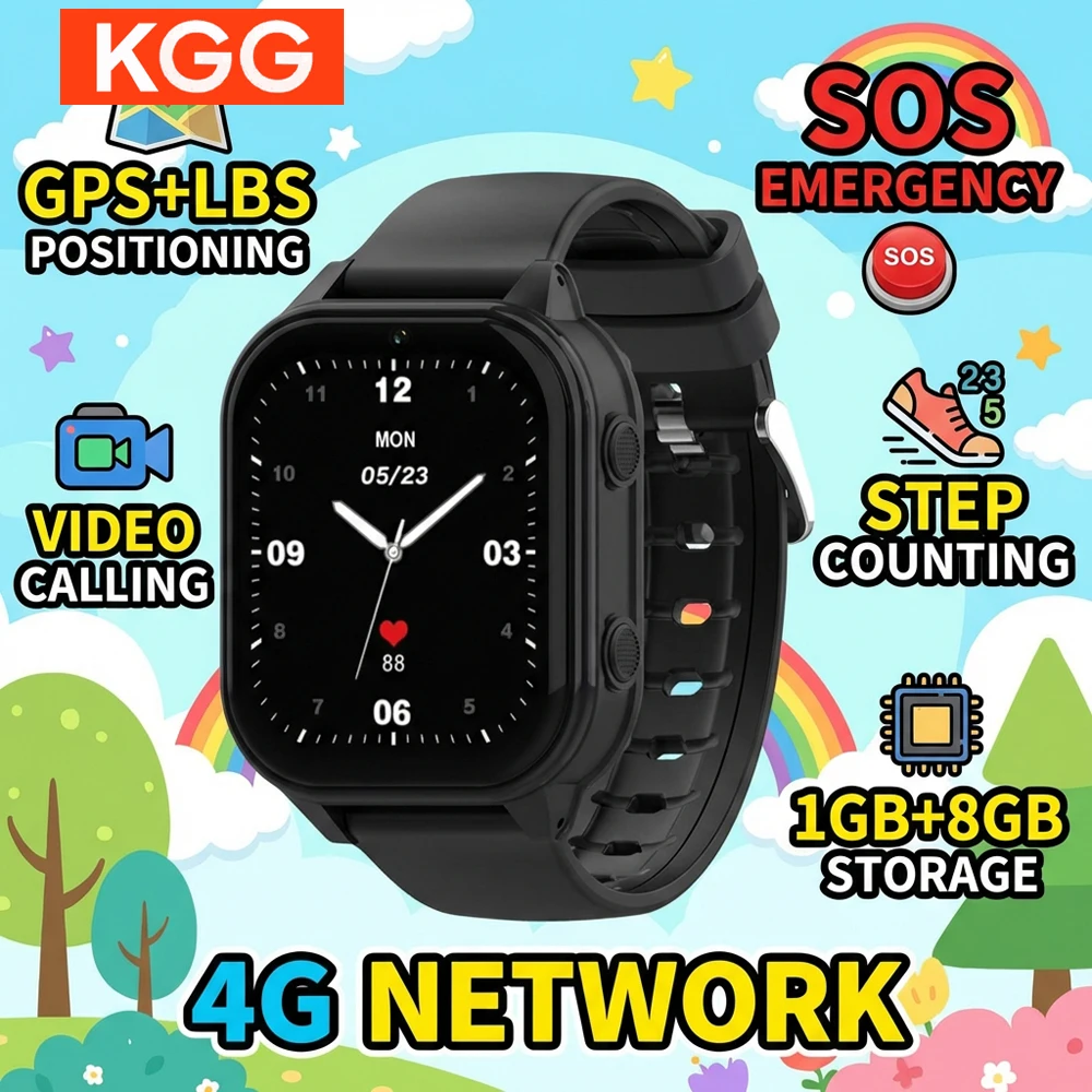 

Детские умные часы 4G с GPS, Wi-Fi, видеозвонками, SOS, водонепроницаемостью IP67, 1 ГБ+8 ГБ памяти, камерой, монитором, трекером местоположения, телефоном и функцией определения местоположения.