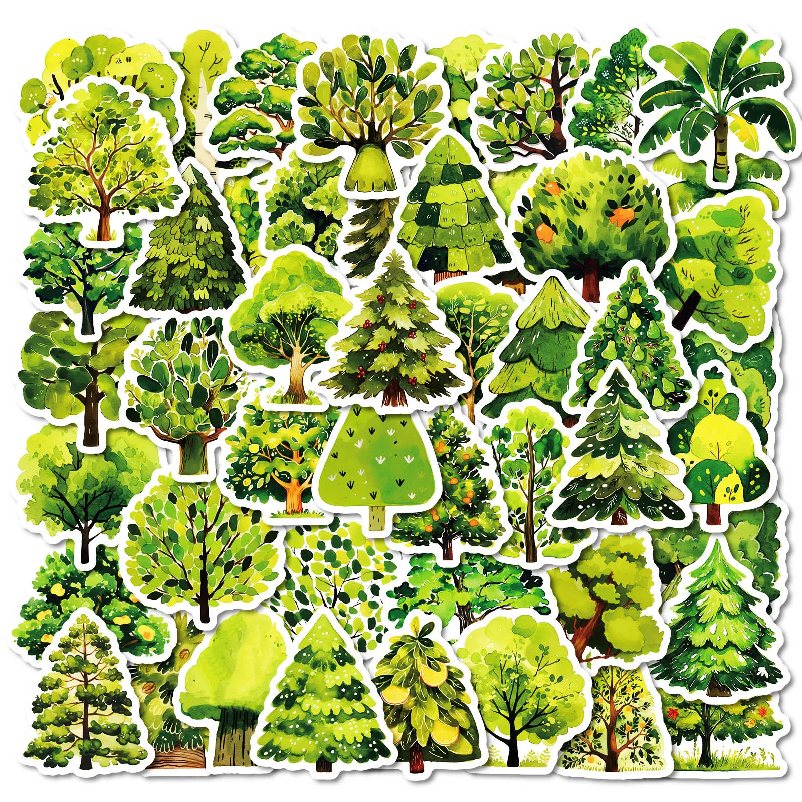 10/25/50pcs Green Forests Stickers Jungle Woods Decals for DIY Waterproof Scrapbook Stationery Travel Luggage Laptop Phone