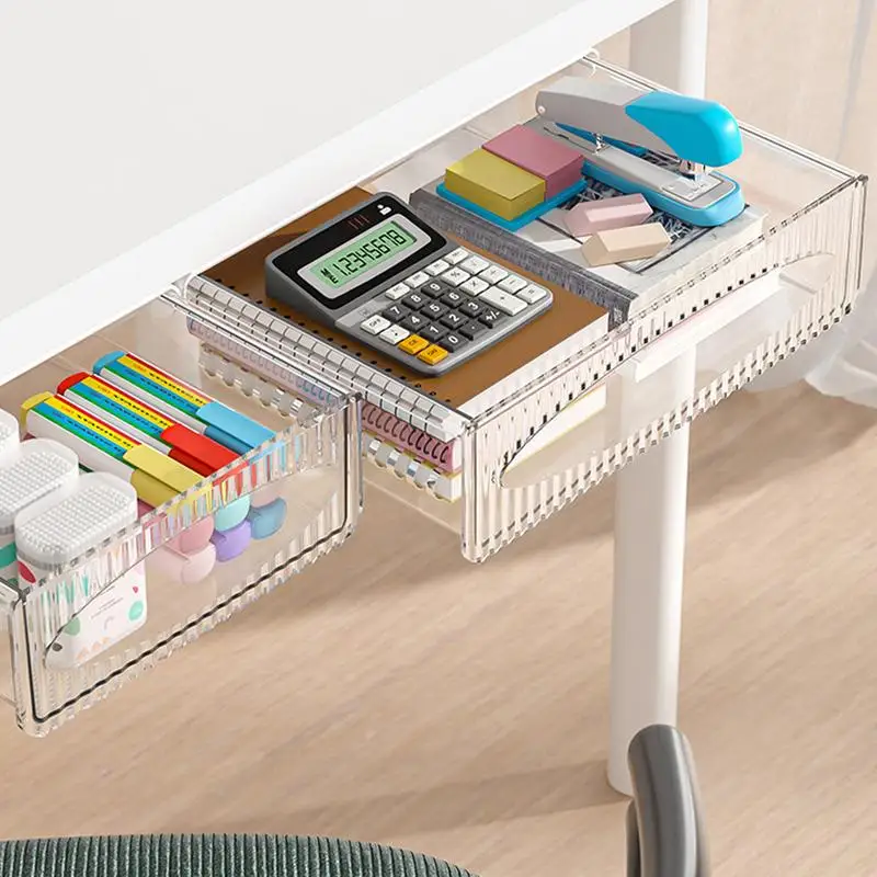 Drawer Storage Box Under Table Hidden Self-Adhesive Drawer Type Storage Cabinet Office Desk Organizing Large Capacity Drawer