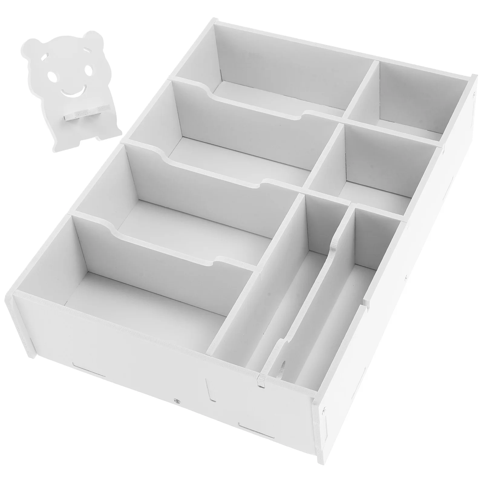 

8 Compartments White Horizontal Storage Box Desk ganizer Wooden Plastic Tray Coins Stationery Bedroom Kitchen Office Bathroom