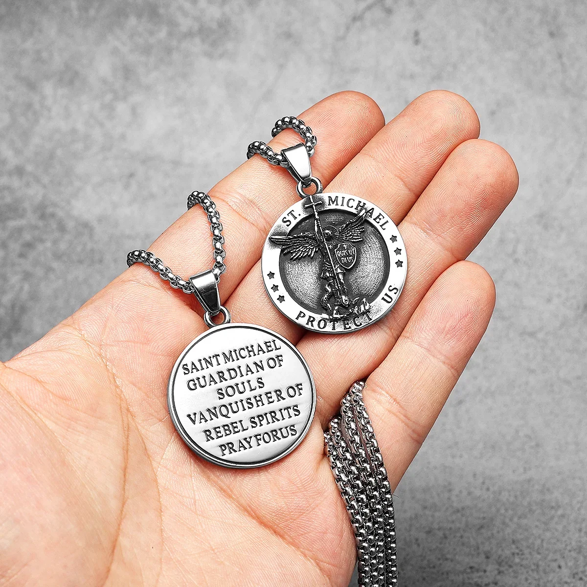 St.Michael قوس الملاك القلائد للرجال والنساء ، الفولاذ المقاوم للصدأ المعلقات ، تميمة قوية ، سلاسل ، اكسسوارات المجوهرات ، الهدايا ، الجملة