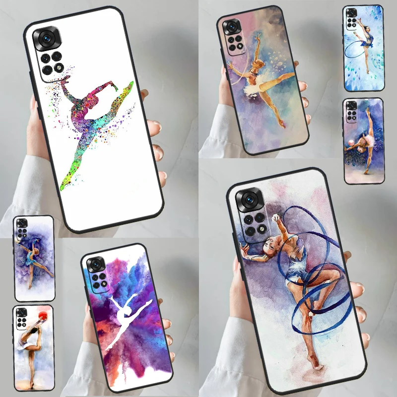 Gymnastics Oil Painting Case For Xiaomi Redmi Note 13 Pro 8 9 10 11 12 Pro 12S 11S 10S Redmi 12 10C 12C 13C Coque