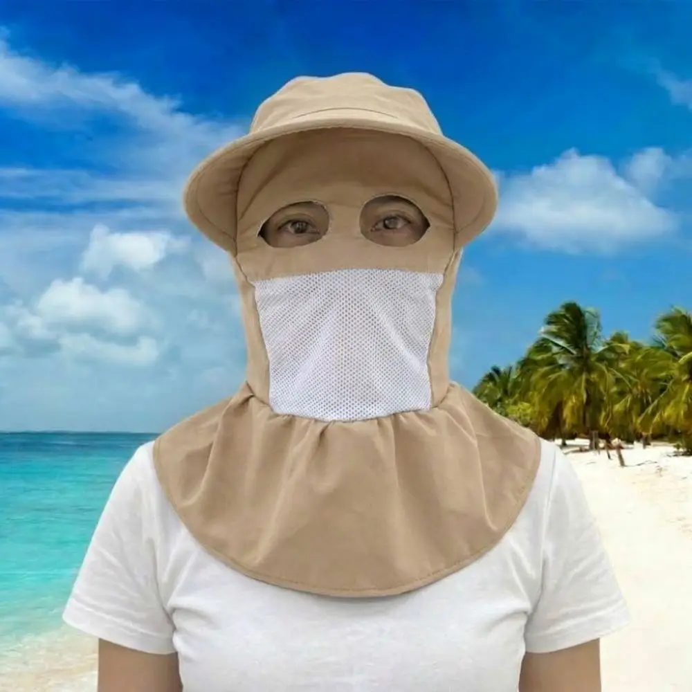Wide Brim Face Mask Sun Hat UV Protection Lightweight Tea Picking Work Hat Breathable Full Wrap Fisherman's Hat Unisex Summer