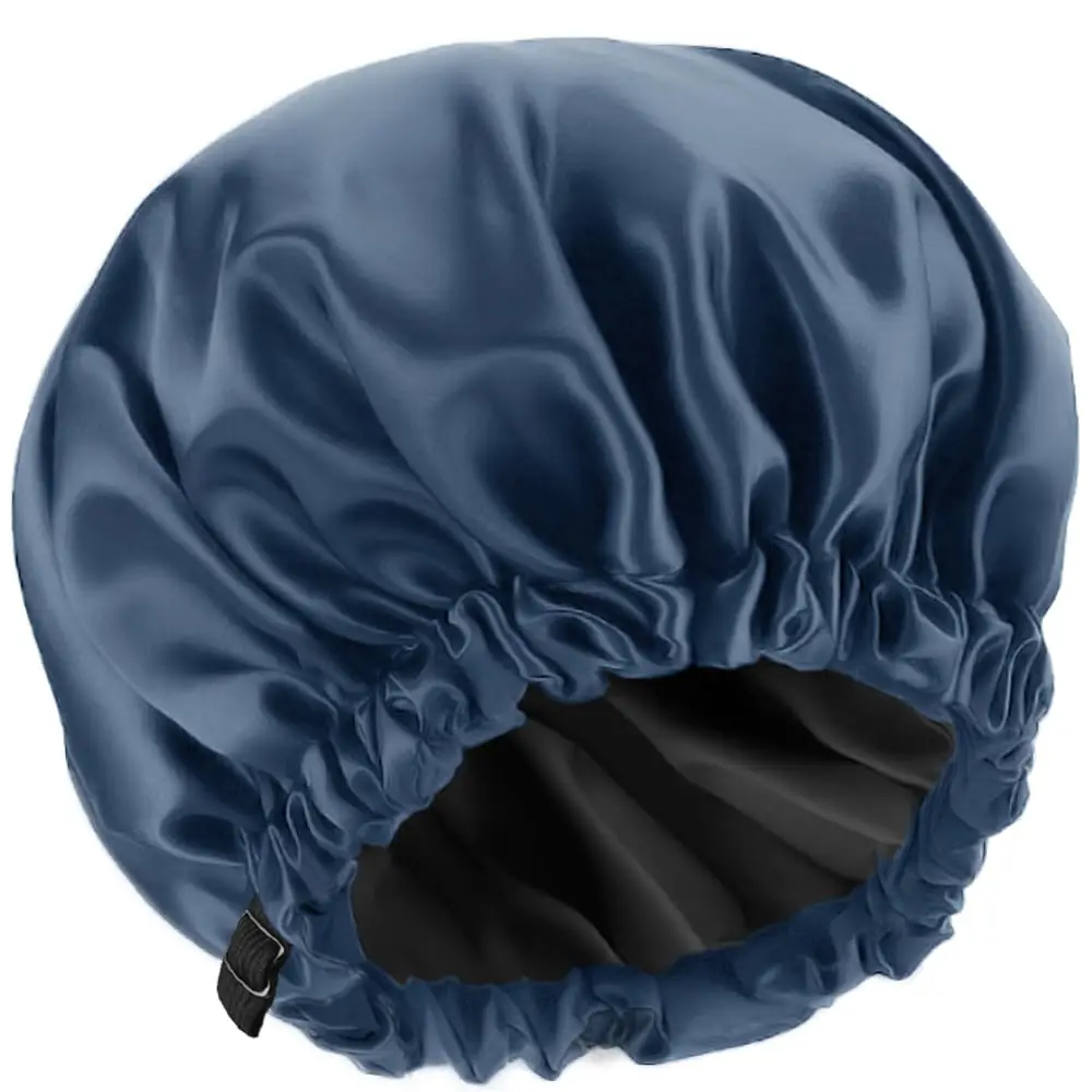 

Shower Cap,100% Real Satin Lined Shower Caps,Extra Large Shower Cap for Women Reusable Waterproof,Adjustable Size&Long Hair Bath