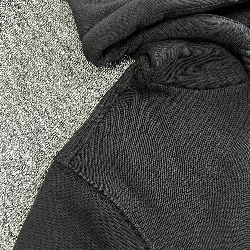 طقم بدلة رياضية قطنية SY-15 للرجال ملابس خروج مريحة للركض مع قلنسوة وبنطلون للربيع والخريف طقم أسود مطبوع باللون الأحمر #3