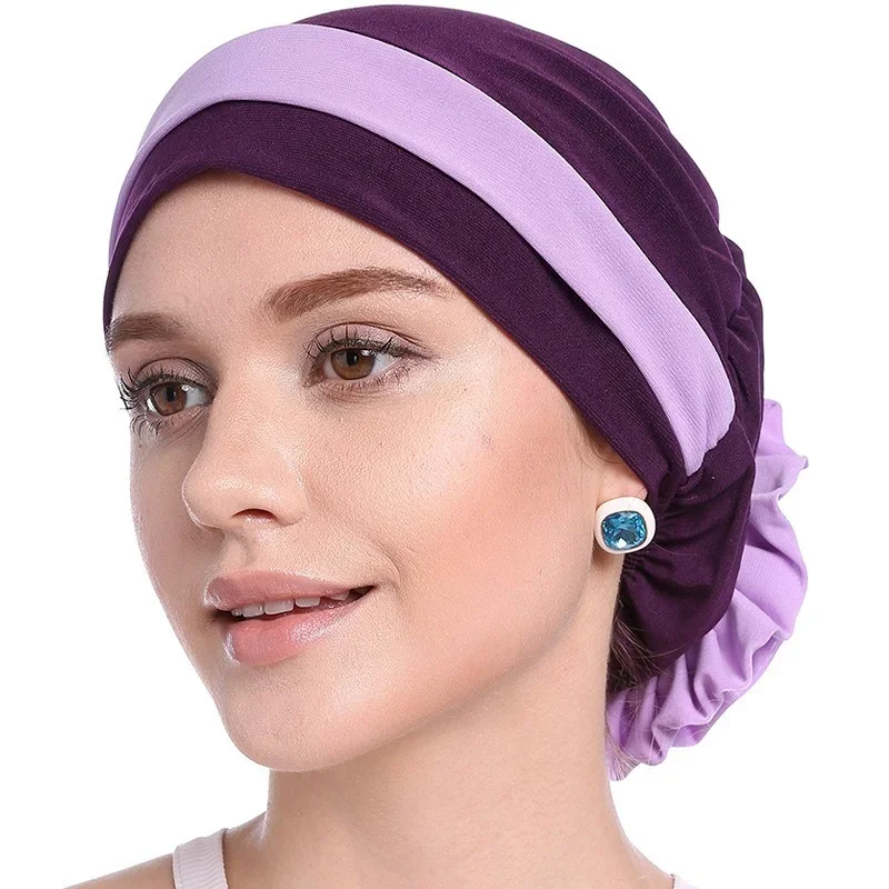 New Modal Flower Muslim Hijabs Hats Women Flora Turban Headband Head Wrap India Caps Chemo Cancer Hats Latest Turban For Women