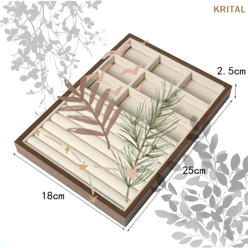 Tray For Storing Displaying Jewelry Accessories Dimensions 25182.5 Cm Peach Wood Large Capacity Jewelry Storage Box