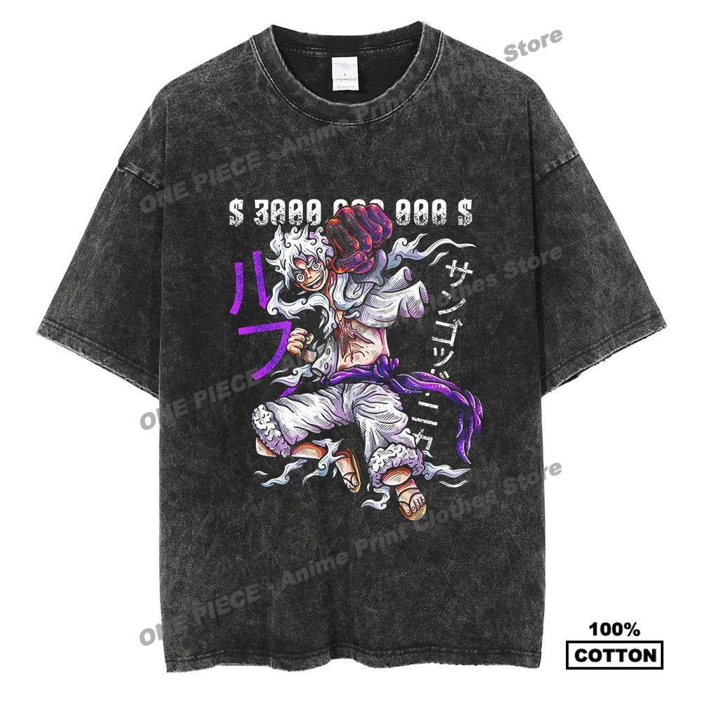 

Anime One Piece - Luffy Print T Shirt y2k Harajuku Fashion Street Men / Women Casual Short Sleeve Vintage Cotton Loose Tees