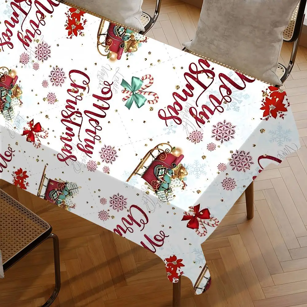 2026 عيد الميلاد مفرش طاولة مفرش المائدة زيت مقاوم للماء مقاومة للبقع قابل للمسح مستطيل الجدول #6
