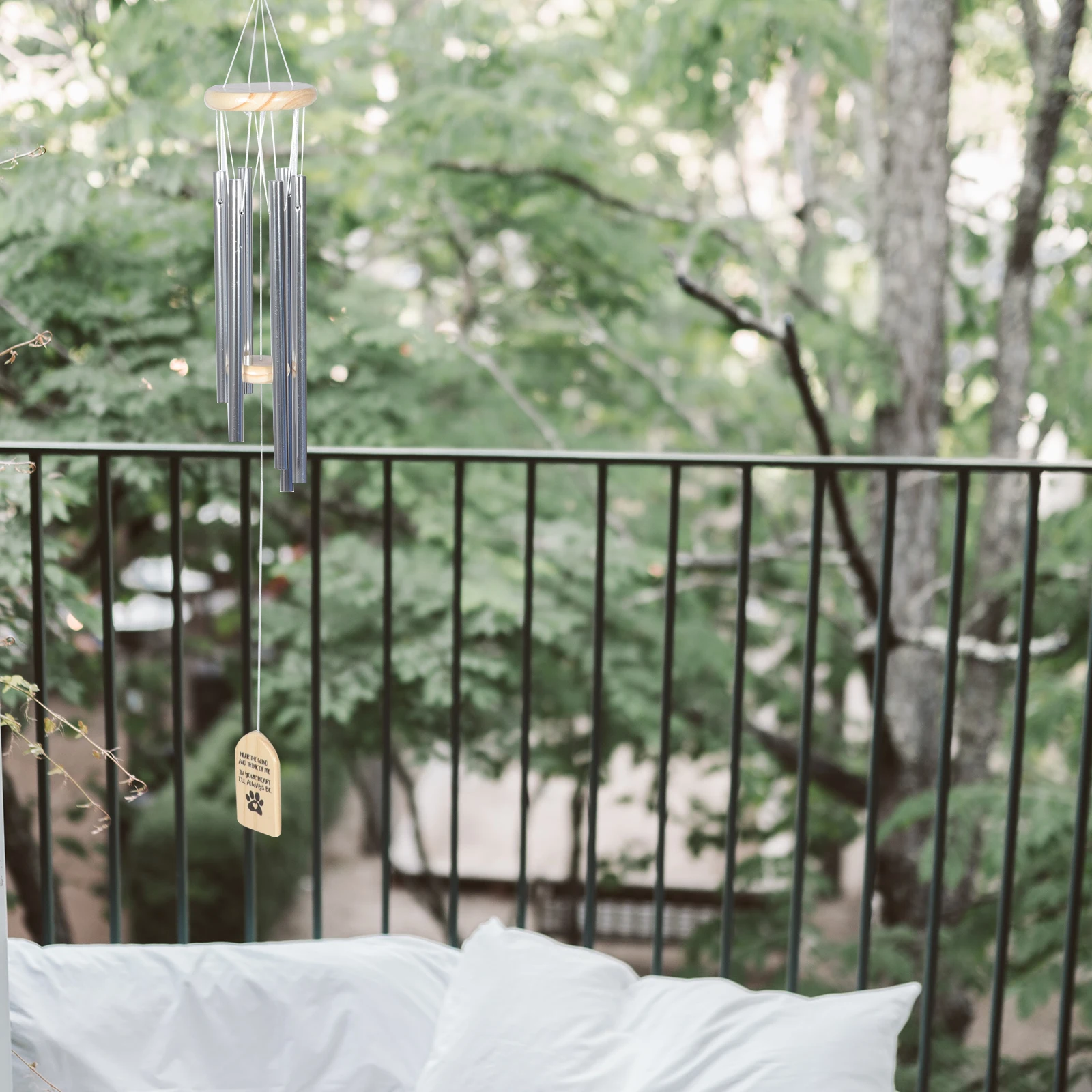 

Pet Memorial Wind Chime Delicate Dog Aluminum Tube Wooden Pine Remembrance Garden Hanging Outdoor Decor Durability Long Term Use