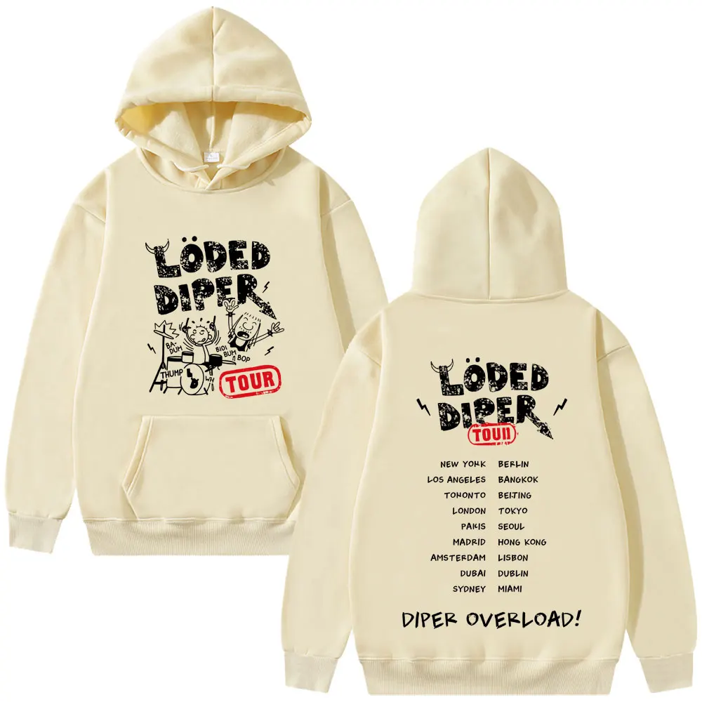 Limited Loded Diper Diper Overload Tour Hoodie Men Women Vintage Rock Oversized Pullover Hoodies Men's Fashion Cool Streetwear