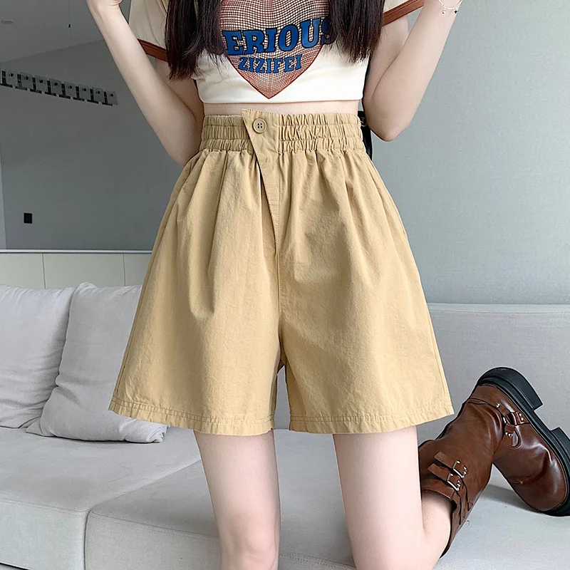 

Short shorts for women with small stature, wearing loose wide leg pants in summer, high waisted A-line casual five point shorts