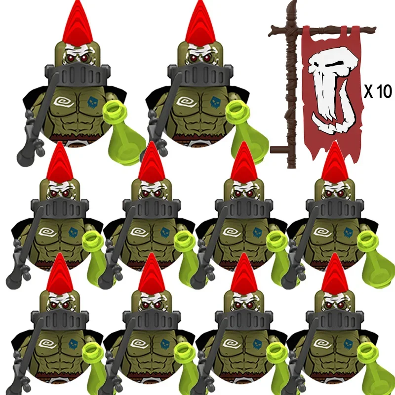 

Medieval Orc Warrior Commander Soldier Flag Suits Mini Uruk-Hai War Wolf Model Building Blocks Childrens Toys Holiday Gifts