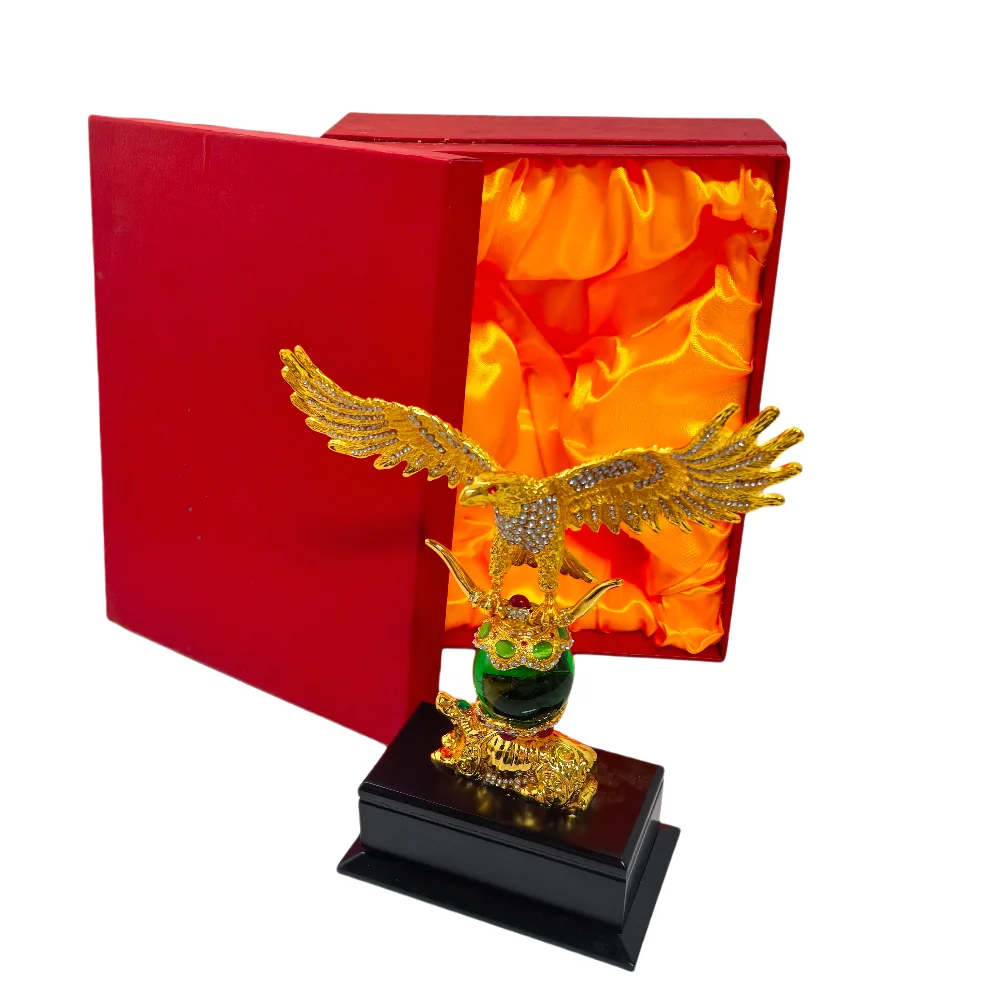 Kelin Metal Eagle Sculptures - Three Unique Colors with Red Green Blue Balls, Gift Box Included Collectible Decor Gifts