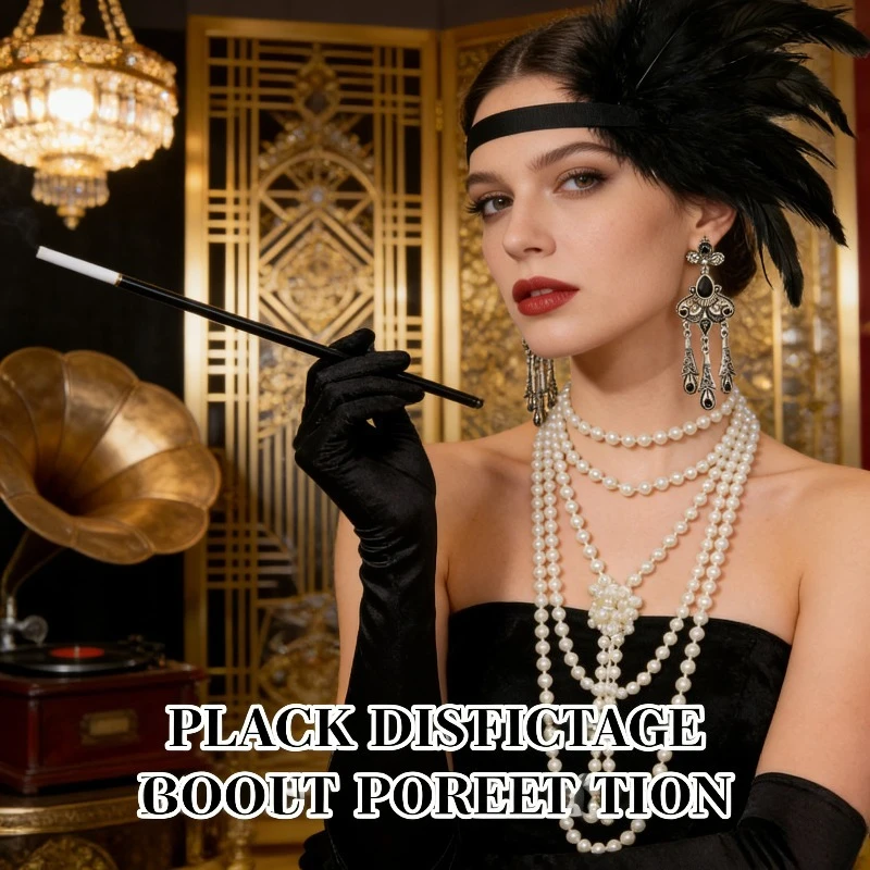 

1920s Feather Fringe Headband Set of 5 for Banquets and Balls in Europe and America