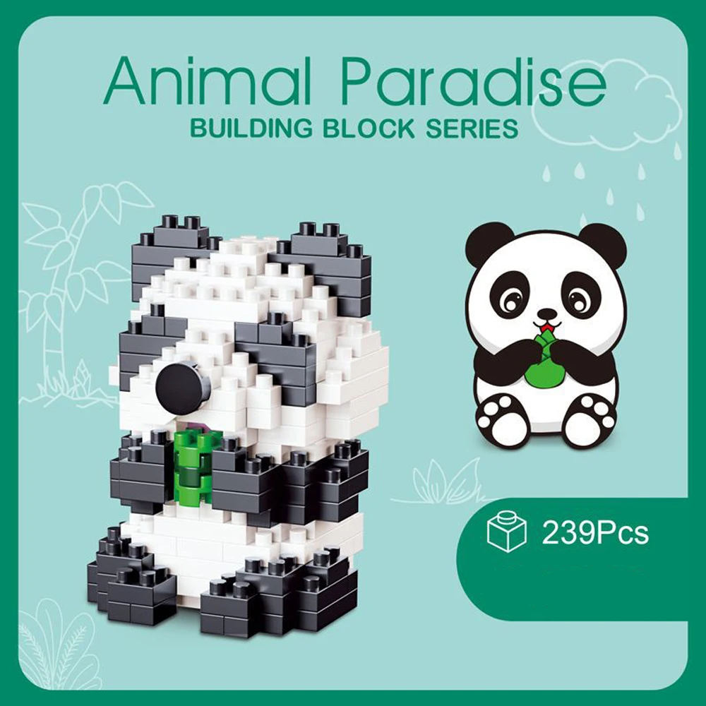 3D Tier Super Mini Rosa Schwein Panda Hamster Schnecke Montage Mikro-Bausteine Spielzeug - Einfaches Puzzle-Geschenk für Kinder, Partyzubehör – Detail 3