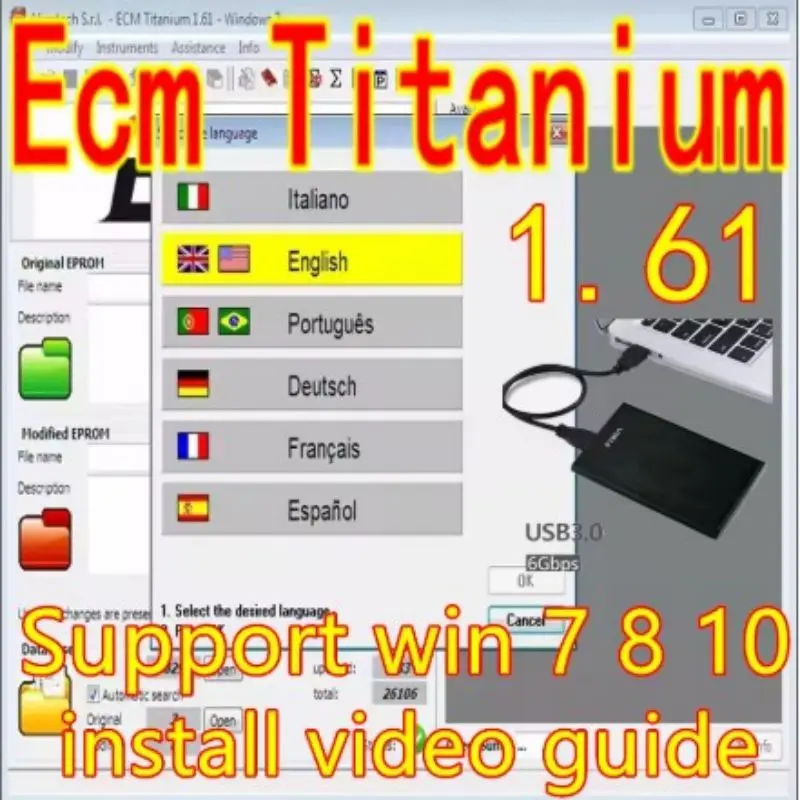 Newest ECM TITANIUM 1.61 for KT/AG and K-ESS V2 ECM TITANIUM 1.61 with 18259 + ECM Titanium 26000 controller for ECU repair