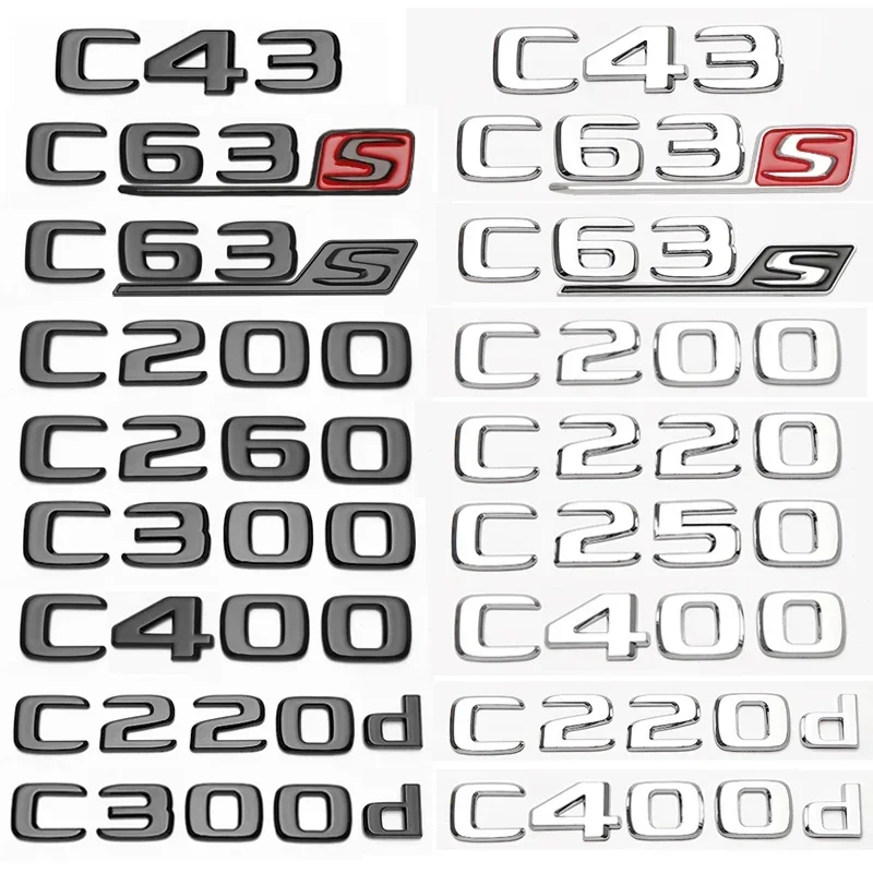 

For Mercedes-Benz c43c180c200 rear sticker c63sc220dc260 letters c300c350c400 ABS digital sticker biturbo4matic four-drive Mark