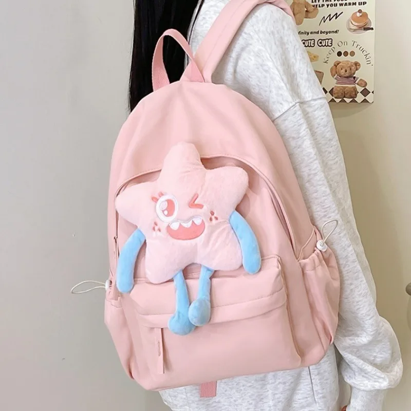 Mori Girl Backpack Plush Stars Cute Decorations Backpack Teen Students School Bags Kawaii Rucksack for Travel Shopping Studying