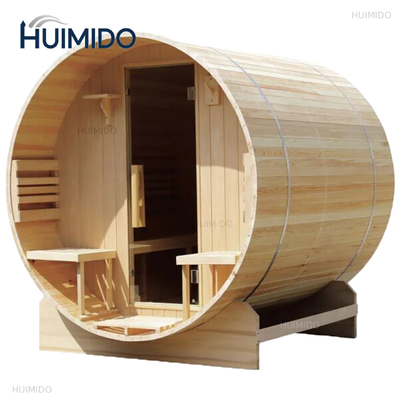 Outdoor Garden Redwood Barrel Sauna, Dry Steam Wooden Sauna