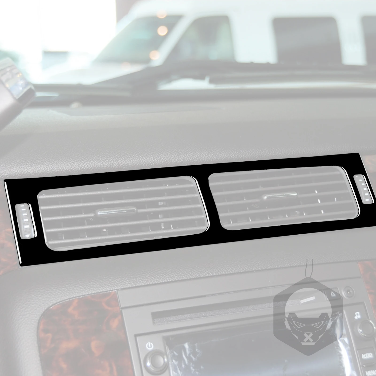 For Chevrolet Silverado Tahoe GMC Avalanche LTZ Sierra SLT 2007-13 Piano Black Central Air Conditioning Outlet Interior Sticker