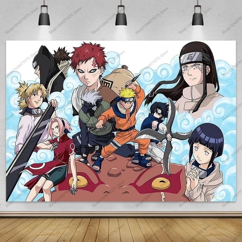 خلفية تصوير لعيد ميلاد الأطفال ناروتو ، ديكور حفلة عيد ميلاد للفتيات ، ديكور حفلة طفل #2