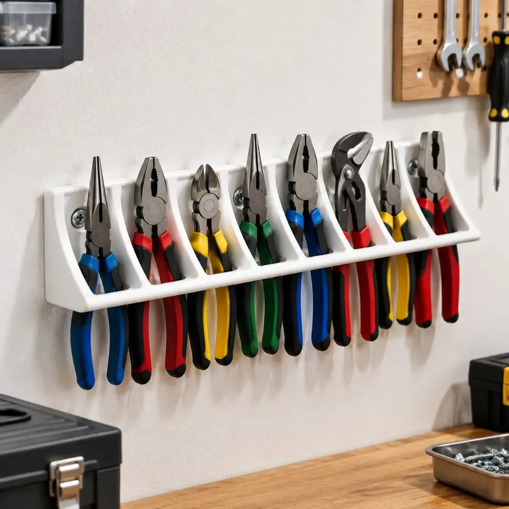 New Heavy Duty Wall Mount Plier Holder No Drill Slip Resistant Pliers Rack Plastic Wall Mounted Tool Organizer Workshop