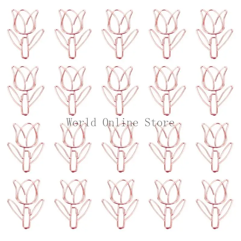 20 PCS Metal Planner Clips Tulips Clips Office Clips Metal Decorative Clips 87HC