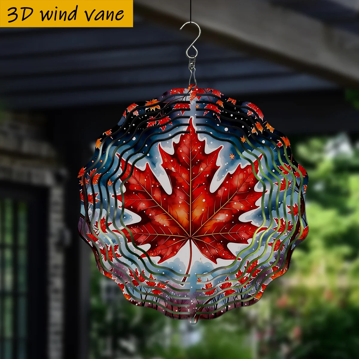 CIFBUY Metal Wind Chime 360 Degree Rotating 3D Wind Spinner Kaleidoscope Hook Outdoor Garden Patio Yard Ornament Decor