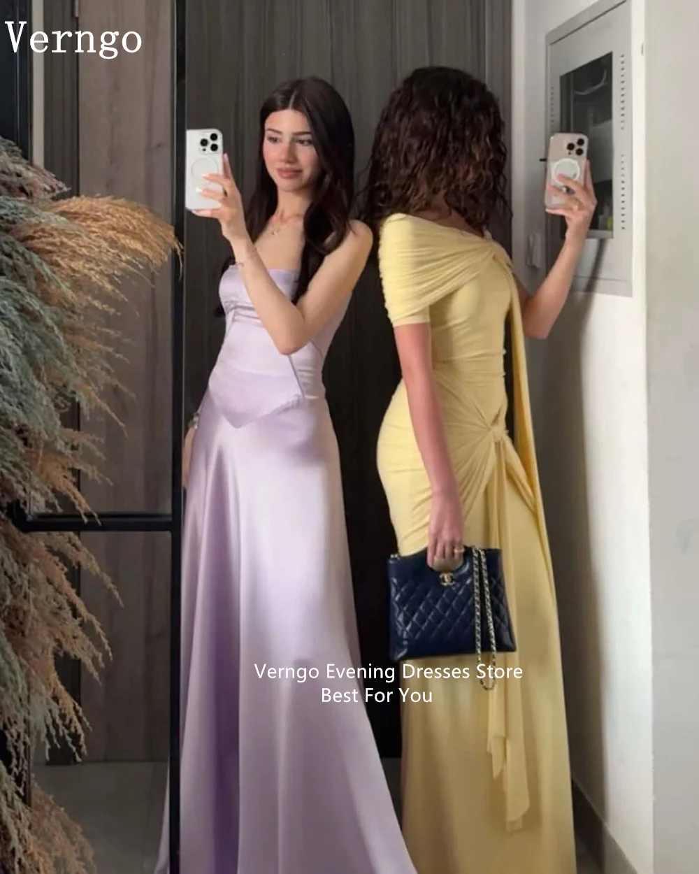 Verngo Blush Yellow Crepe Evening Dress Off The Shoulder Mermaid Formal Occasion Pleat Prom Party Gowns Customized image 2