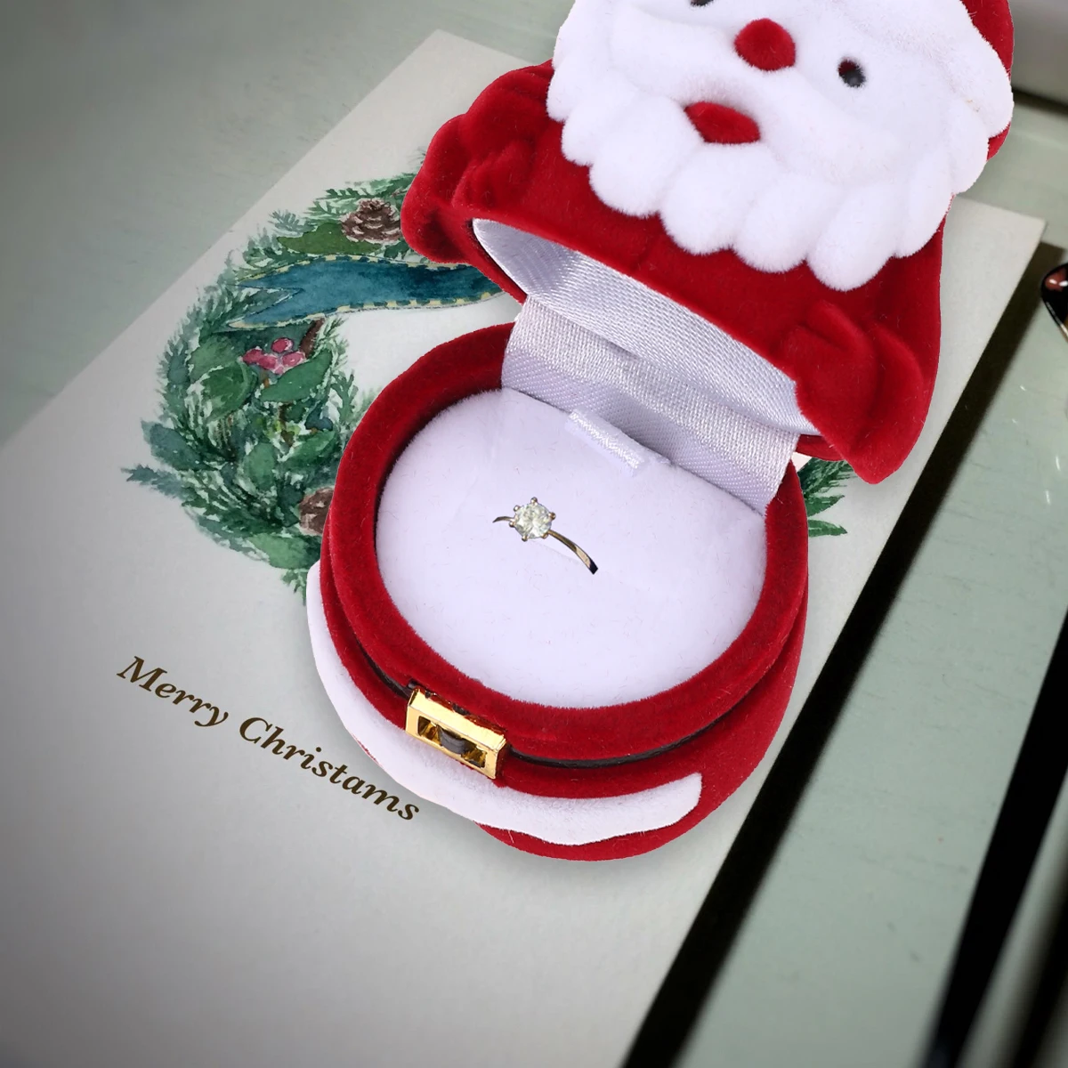 

Santa Storage Box Unique Chic Ring Earrings Necklace Jewelry Case Christmas Wedding Gift Santa Storage Box Gifts Case