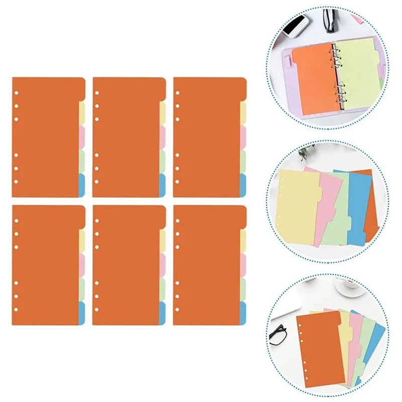 30Pcs 6 Ring Binder Dividers With 4 Tabs Paper Divider Category Page Indexing Cards Loose Leaf Binders